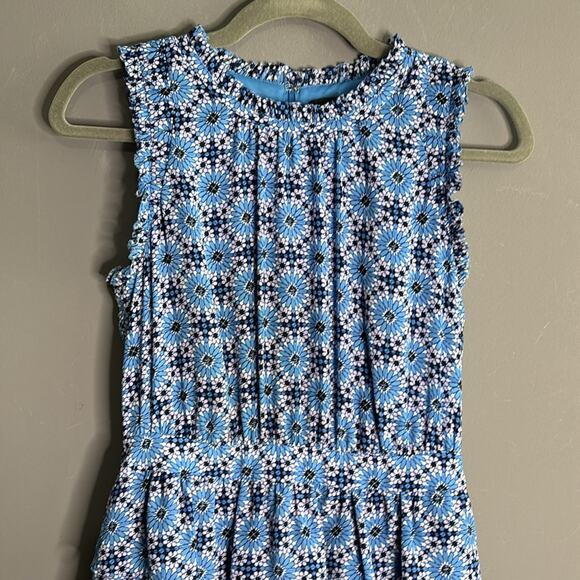 Banana Republic Blue and Purple Floral Print Sleeveless Dress Size 2 - Picture 2 of 9